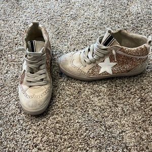 Rose gold high top sneakers